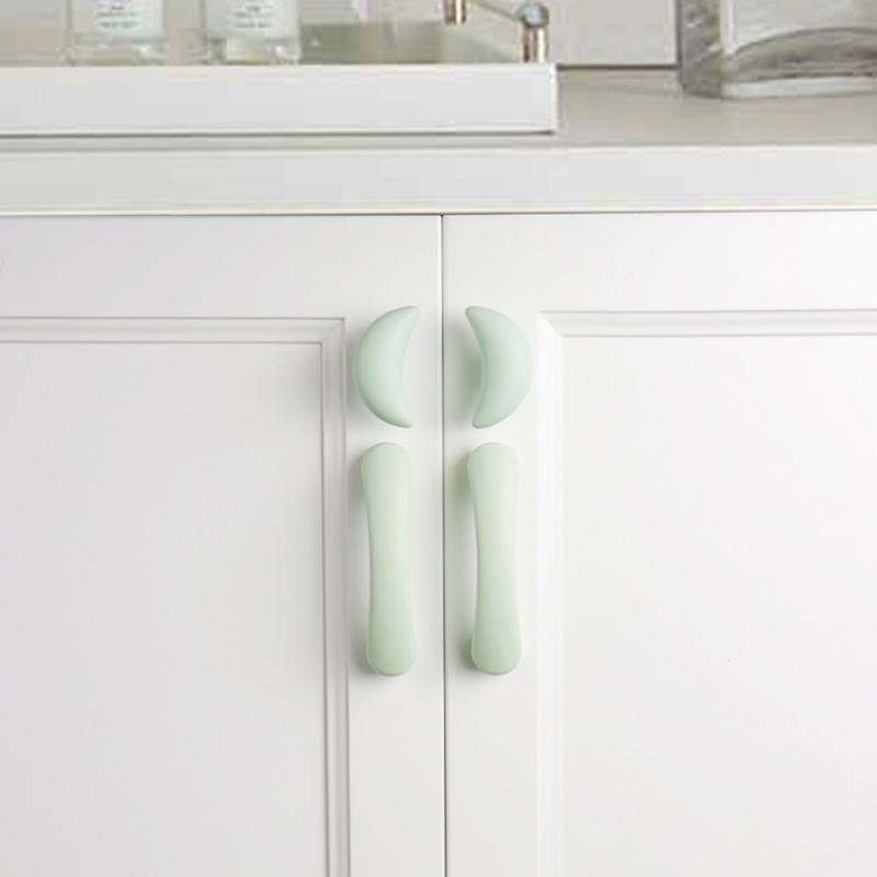 Soft-Colored Handmade Ceramics: Adorable Moon-Shaped Kitchen/Dresser/Pantry Drawer Handle Accessories-image-1073569528