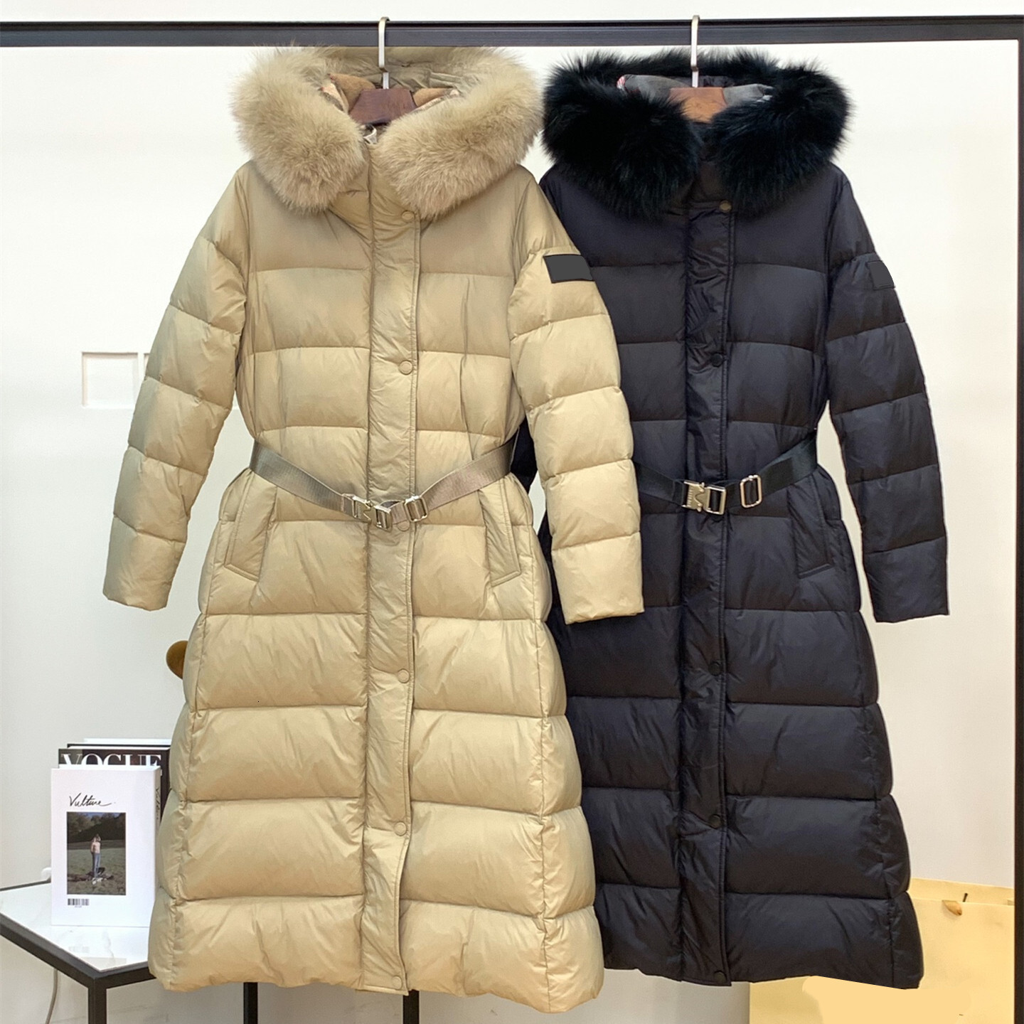 Womens Luxury Mid Long Down Coat Lightweight Warm Slim Fit Fashion Jacket Natural White Goose Down Filling Premium Quality Stylish Puffer Outerwear
