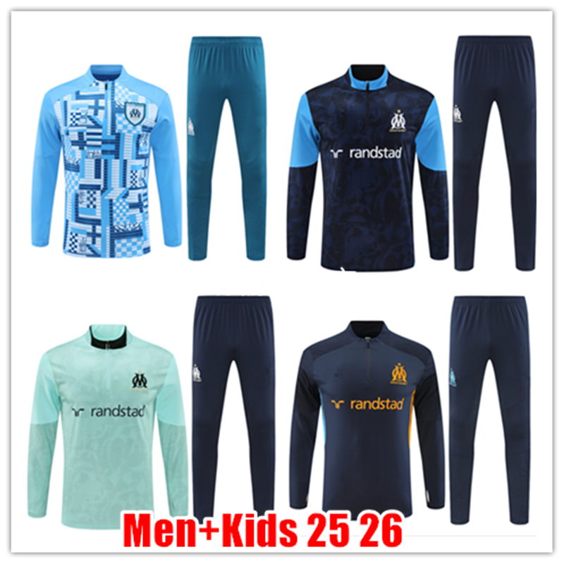 2025 MarseilleSE kids trascksuitS MEN AND KIDS Football Training Suit 24 25 26 New MarseilleES OM Survetement Maillot Foot chandal futbol Sportsw-image-885651882