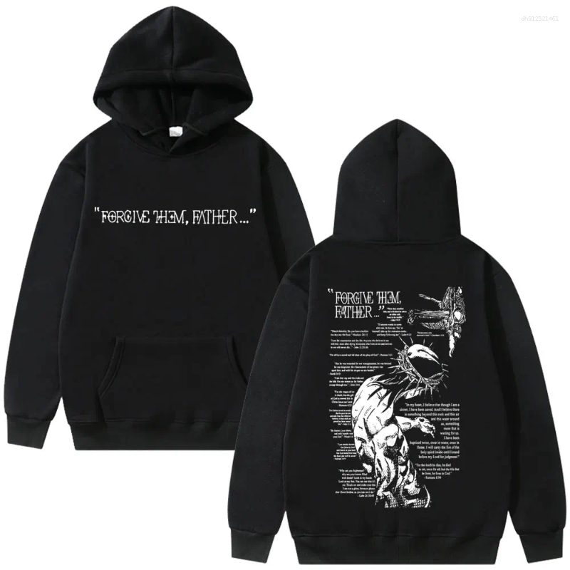 Men's Hoodies Christian Religious Jesus Forgive Them Father Graphic Hoodie Men Women Gothic Harajuku Sweatshirt Man Oversized