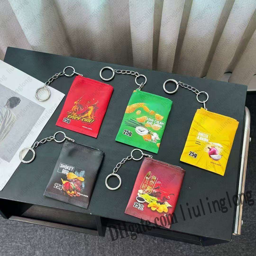 chips phone holder pouch bag designer luxury Women mans chips bag Handbag mini glossy calfskin Multi-Color Funny Potato Chips Crossbody Zipped clutc