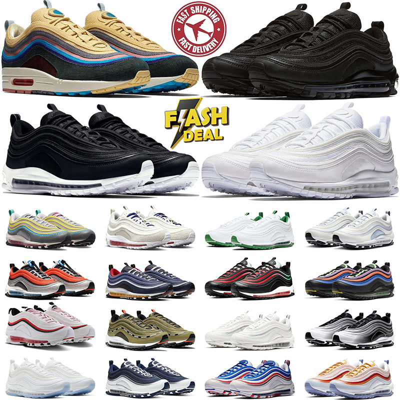 designer shoes running sneakers for men women 97 Triple Blue White 97s Sean Wotherspoon Silver Bullet Bred Sail outdoor sports mens trainers snea