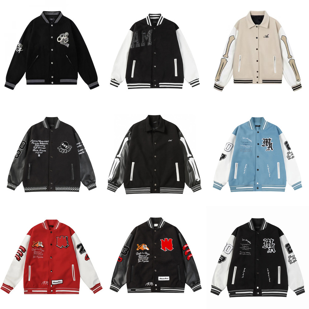 NEW Baseball Jacket Designer mens embroidered Wool Fleece Flocking Coat Uniform Fashion Single Breasted Warm Leather Jackets Couples Baseball Varsit