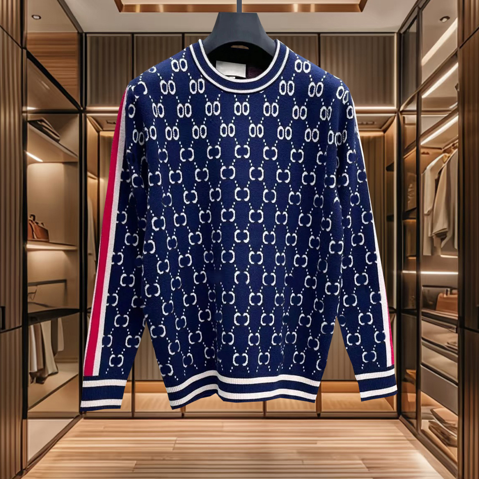 High quality designer autumn and winter clothing men's sweaters fashionable luxury knitted long sleeved sweaters men's jacquard letter men