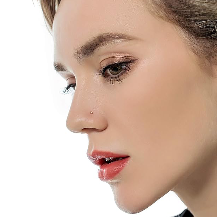 20G 36Pcs Stainless Steel L-Shaped Bone Screw Nose Ring CZ Stud Retainer Labret Piercing Jewelry for Women Men Rose Gold Tone-image-1073786621