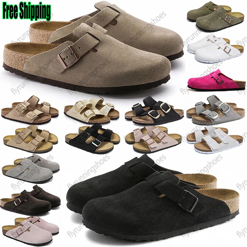 Free Shipping with box birkinstoks designer sandals burkingstock boston clogs men women black white sude leather mens slides outdoor slippers shoes