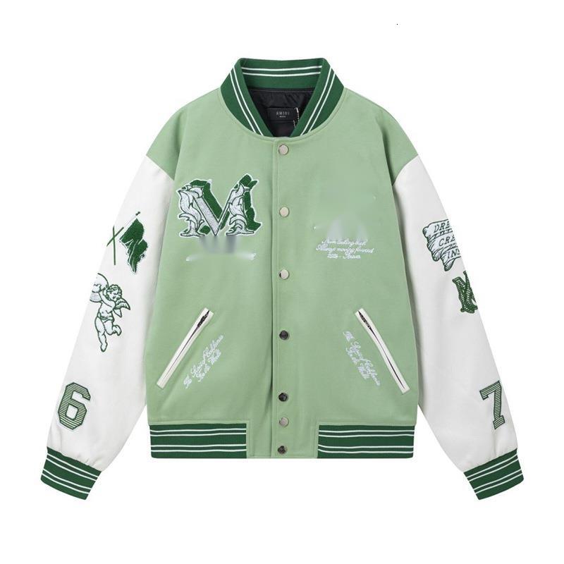 Amirim Jacket Designer Baseball Jacket Campus Style Trend Brand AM Letters Embroidery Couples Uniform Fleece Flocking Single Breasted Keep Warm Wind