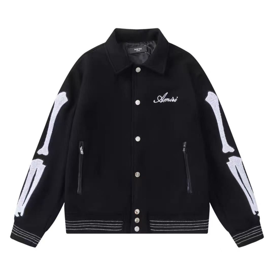 Amirim Jacket Designer Baseball Jacket Campus Style Trend Brand AM Letters Embroidery Couples Uniform Fleece Flocking Single Breasted Keep Warm Wind