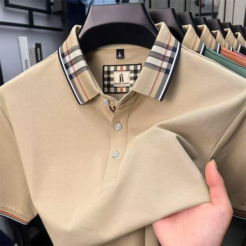 mens polos summer casual solid color polo shirt slim fit lapel short sleeve top versatile collar for a slimmer silhouette size s4xl