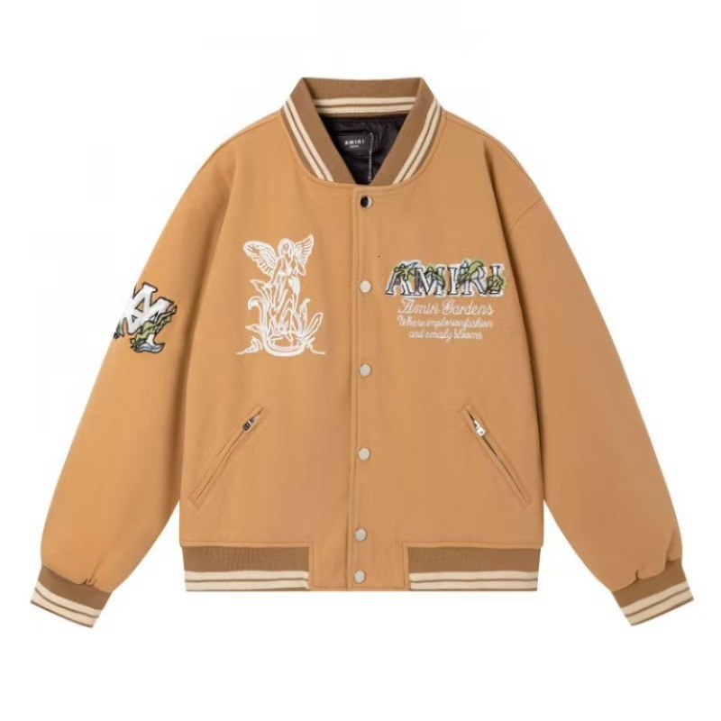 Amirim Jacket Designer Baseball Jacket Campus Style Trend Brand AM Letters Embroidery Couples Uniform Fleece Flocking Single Breasted Keep Warm Wind