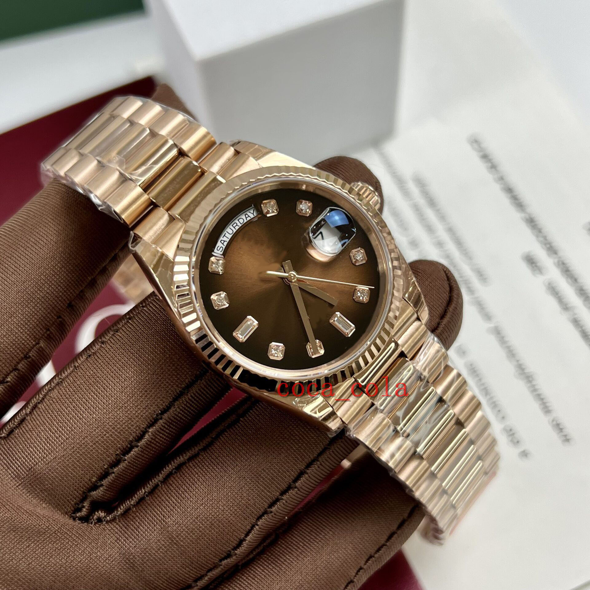 A brand-new DAY-DATE CHO COLATE DIAL BEST QUALITY 36MM model 3255 Movement Automatic Waterproof Fashion Men's Watch