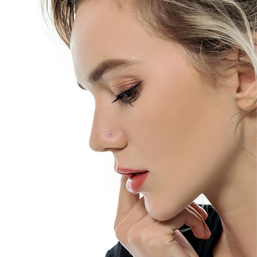 20G 36Pcs Stainless Steel L-Shaped Bone Screw Nose Ring CZ Stud Retainer Labret Piercing Jewelry for Women Men Silver Tone-image-1073781990