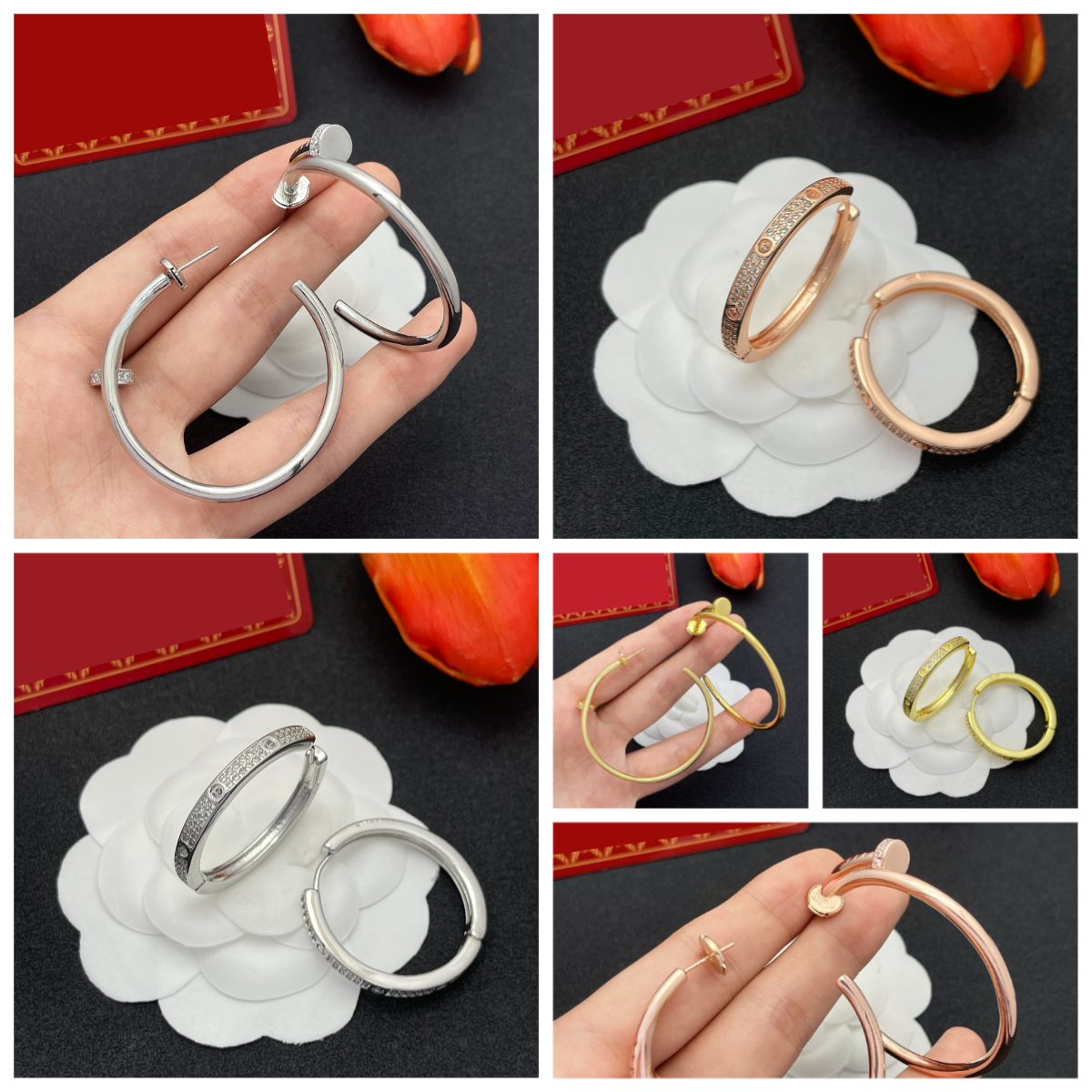 Designer Diamond Stud Earrings Curved Nail-shaped Earrings Large Hoop Earrings Multiple Options Available Designer for Women Simple and Graceful-image-1073895407