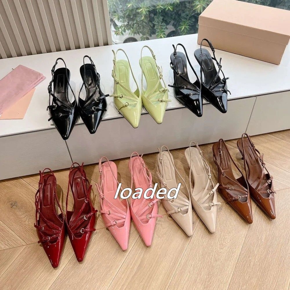 Top quality real leather Bowtie Stiletto High slingbacks sandal Low heeled Dress womens Luxury designer heels evening Wedding shoes Green gold silve