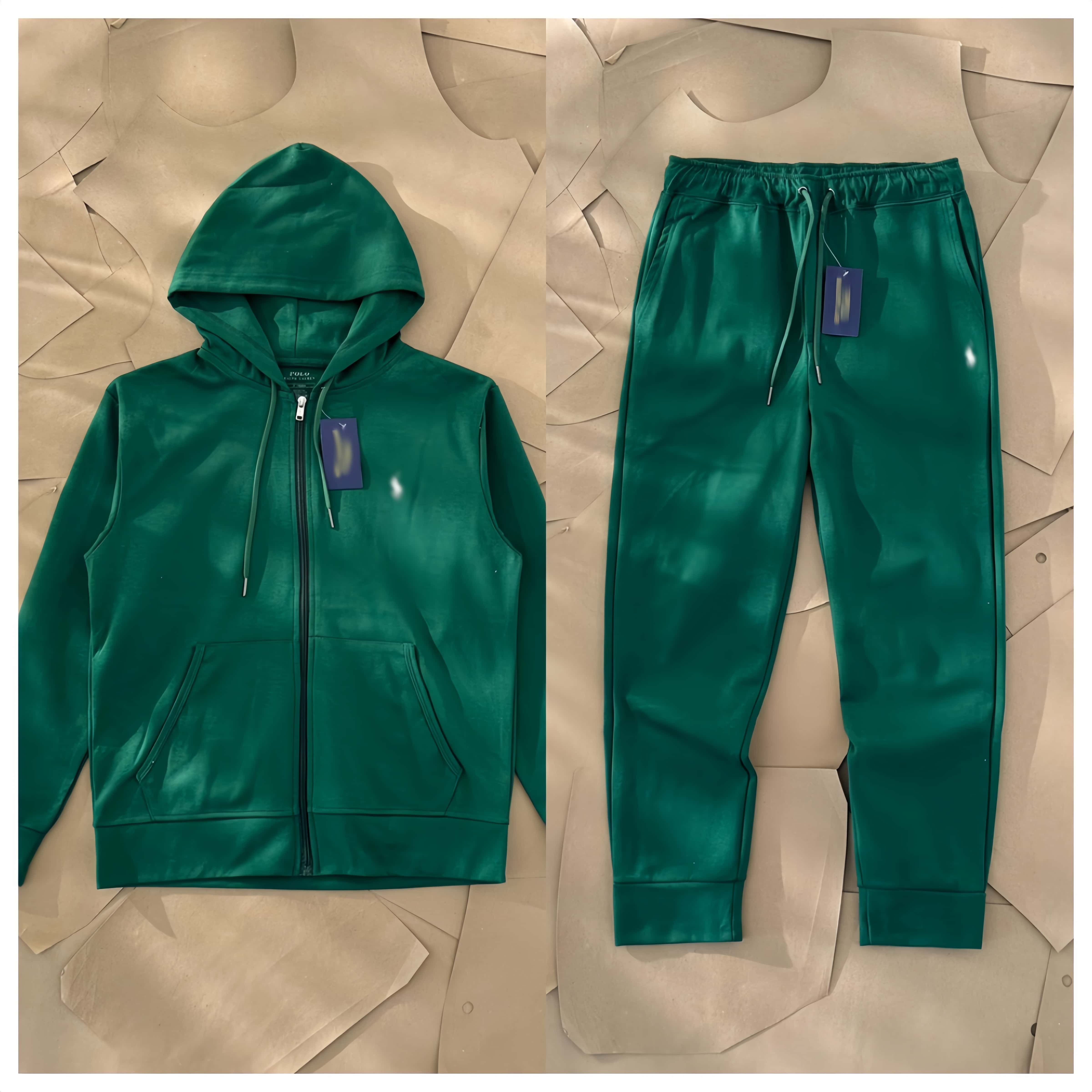 Mens Tracksuits Sportswear Set Pony Embroidery Polo Hoodies Cardigan Zipper Jacket Pony Jumpers Jogger Long Pants Polo Cotton Knitting Sweater Sweat