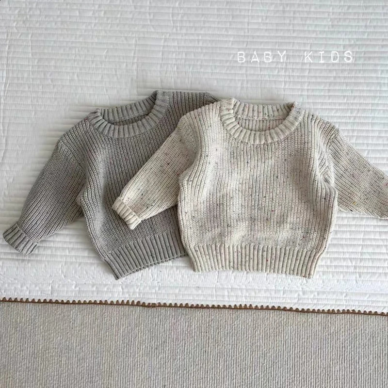 Autumn Girls Sweater Kids Sweaters Chunky Knit Brief Spring Winter Sweaters Long Sleeve Boys Pullover Warm Knit Baby Clothes 250904BJ