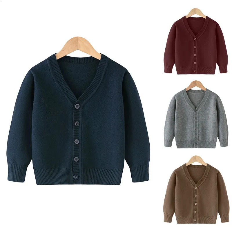 Winter Boys Knitted Sweaters Big Kids Clothes Autumn Children Cotton Pullover Teen Solid Knitwear Coats 212 Years 250904BJ