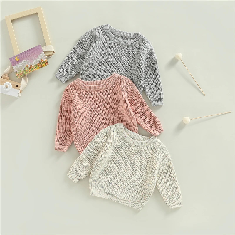 Autumn Winter Toddler Boys Girls Solid Long Sleeve Sweaters Coat Children Sweaters Kids Knitting Pullovers Tops 250904BJ