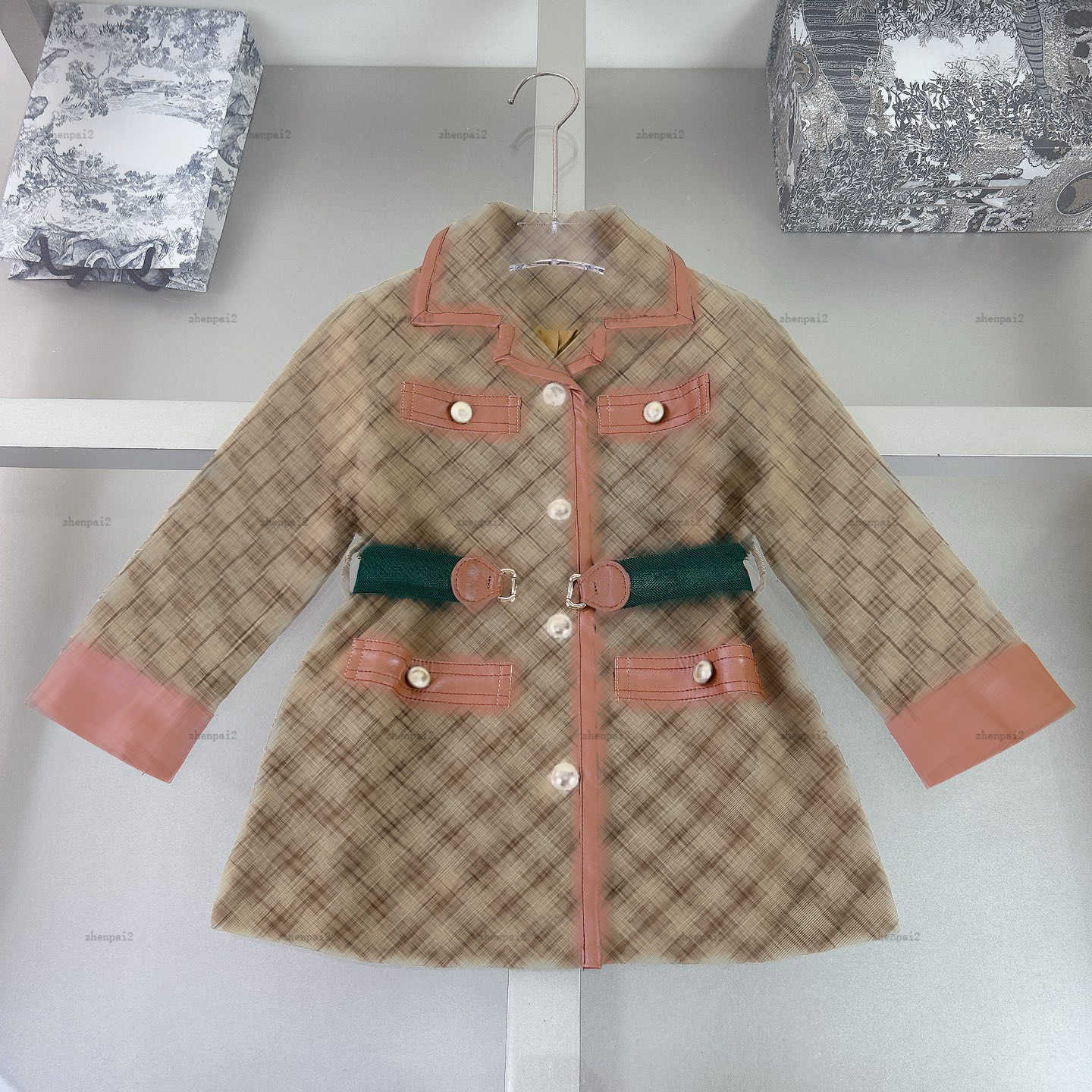 Luxury baby Tench coats Leather edge trim Child jacket kids designer clothes spring girl windbreaker autumn boy Outwear A236X07N068
