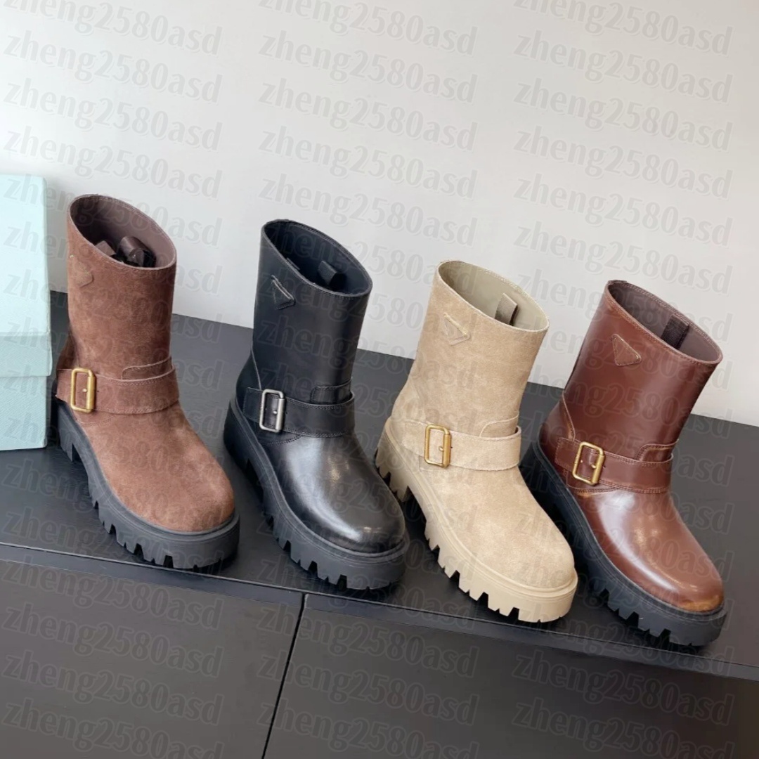 Womens Black Leather Ankle Mini boot Designer booties Vintage Luxury walk brand Platform shoe Fashion Knight boot Lady Outdoor sport Casual Martin w