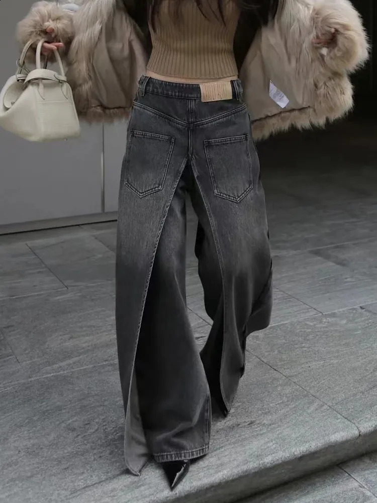 Trashy Y2K Style Rock Hip Hop Baggy Wide Leg Jeans Pants Women 90S Clothes Vintage Straight Lady Denim Trousers Ropa Mujer 250904