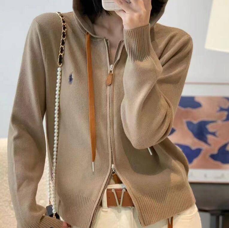 luxury sweaters womens long sleeve girls double zipper polo cardigan hooded designer sweater women clothing
