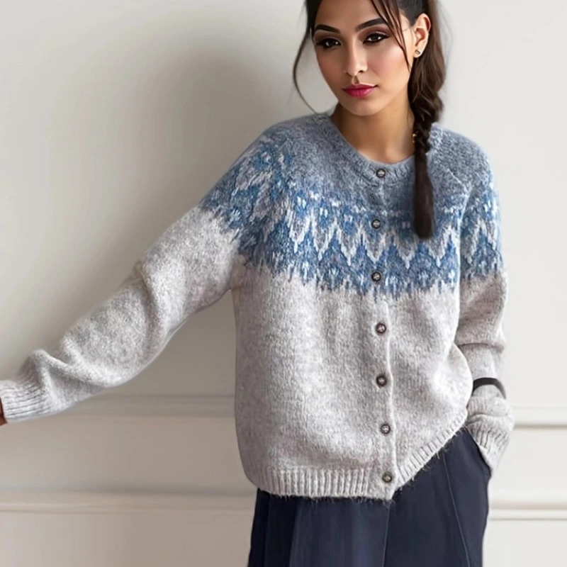 Autumn Womens Warm Knitted Round Neck Elegant Loose Sweater Fashionable Elegant Casual Womens Longsleeved Cardigan Top 250906BJ