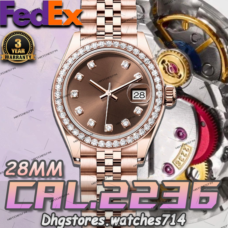 Luxury Watch Designer Watches Lady's Watch Top Quality GS Factory Rose gold 28MM Cal.2236 Movement Mechanical Diamond Watch 904L Steel Sapphire