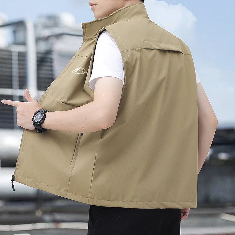Autumn Mens Outdoor Vest Jacket Mountain Peaks Print Sports Shoulder Breathable Thin Sleeveless Coat Fashion Fishing Vests Men 250906