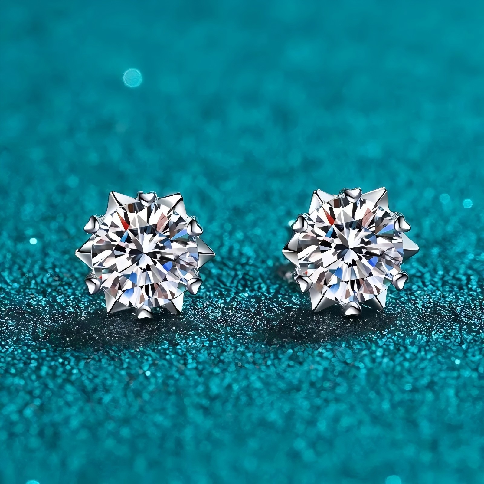 VVS Moissanite Earrings 925 Sterling Silver Snowflake Design Passed Diamond Test 0.3-2 Ct Perfect Cut for Women Men Hypoallergenic Jewellery Pair