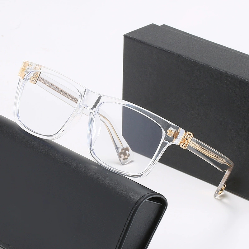 2026 Chrome Sunglasses luxury designer glasses for men and women Retro square frame Cross anti blue light flat lens