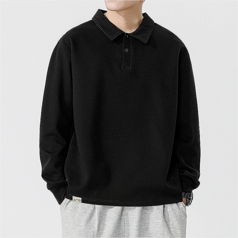 121 Men Long-sleeved Autumn and Winter Heavy Loose Solid Youth Casual