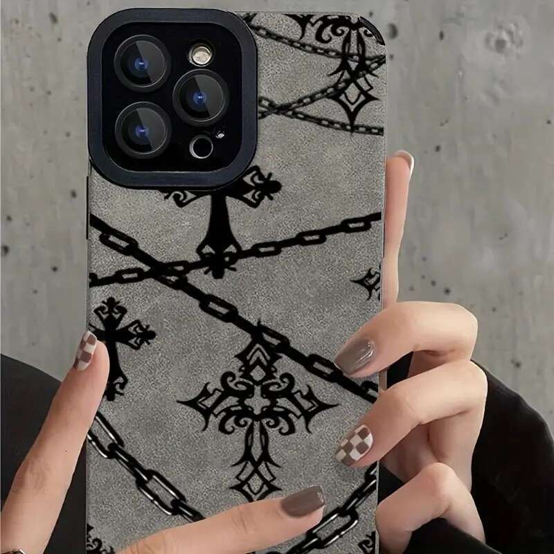 DHgargets Suede Necklace Cross Compatible with 16 Pro Max Shockproof Phone Case 15 New iPhone 14 H260305-image-1096538087