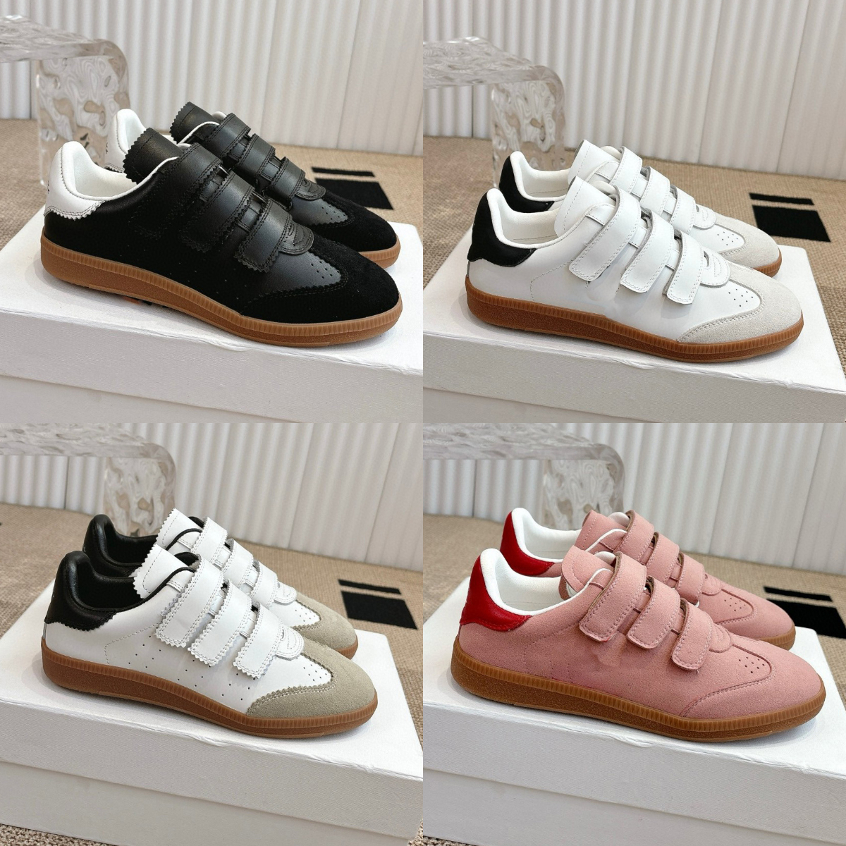 Designer Women Shoes Fashion Beth Trainner Sneaker Classic Velcro Love Casual White Shoes Luxury Suede Leather Paris Beth sneaker Size 35-40