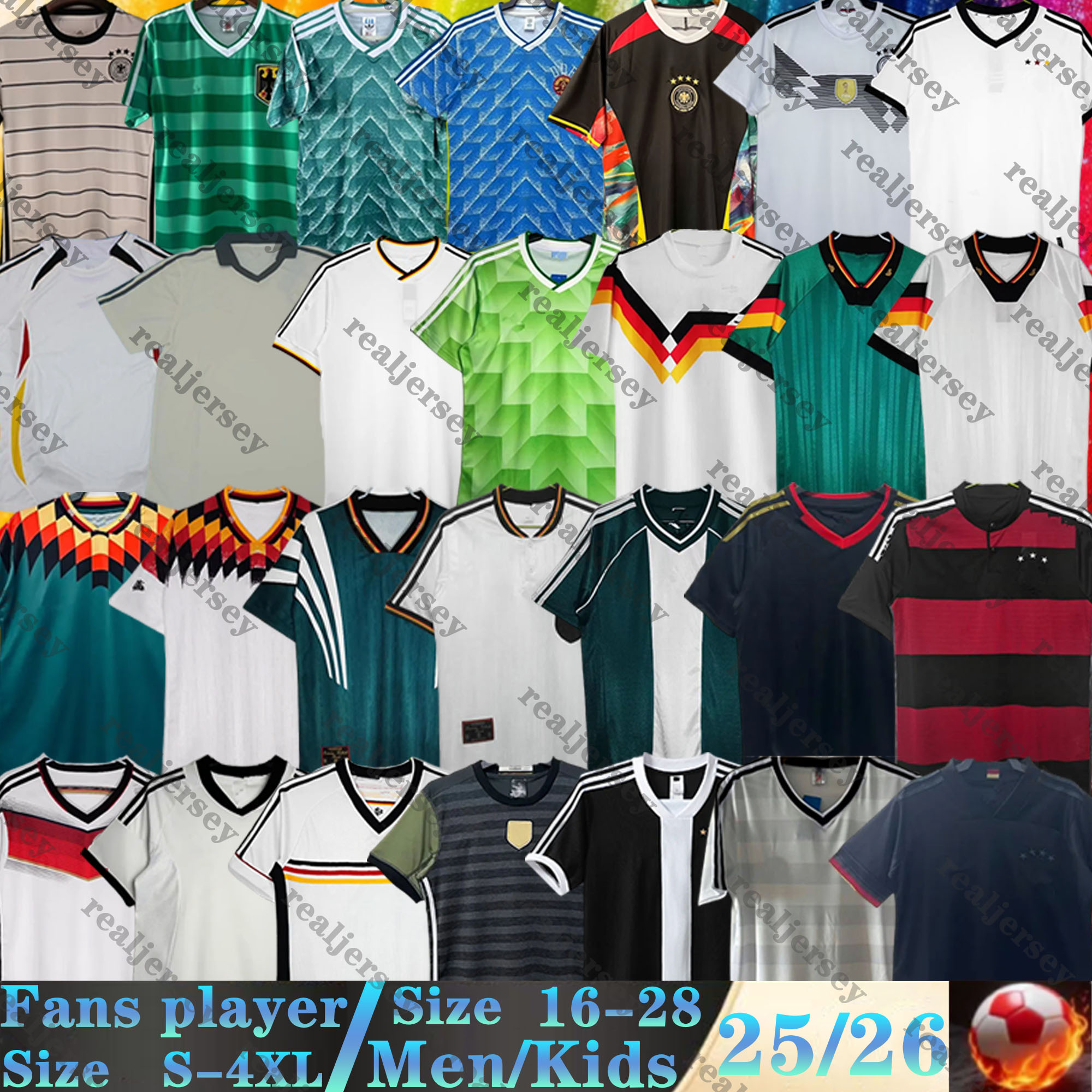 World cup BALLACK 1990 1998 1988 1996 Retro Littbarski Germany Soccer Jersey KLINSMANN 2006 2014 kids shirts KALKBRENNER 1996 2004 Matthaus Hassl-image-942036813