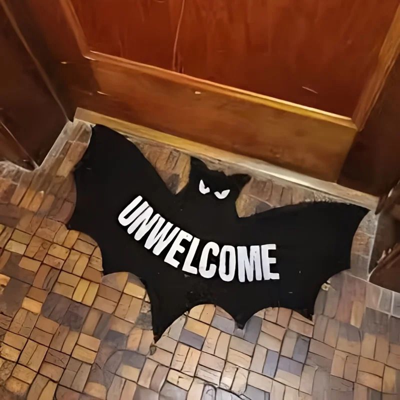 Best VIKAMA Halloween Shape Decorative Carpet Black Bat Doormat Gothic Entrance Mat Washable StainResistant Outdoor 250813-image-1074121350