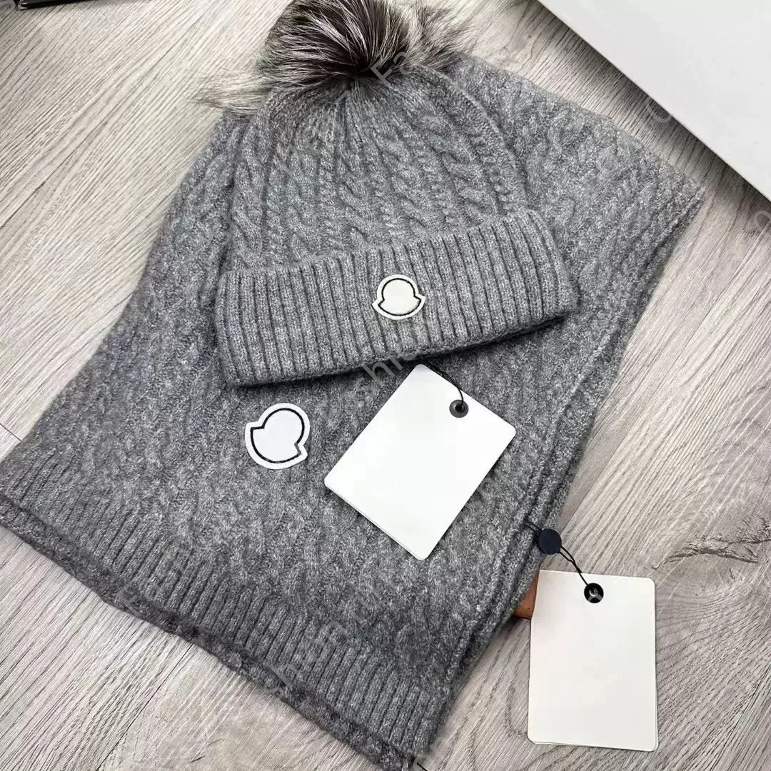 Scarf Hat two-piece designer beanie Women Men set Winter Outdoor Skiing travel warm long scarf Fashion soft breathable wool knitted High quality hat