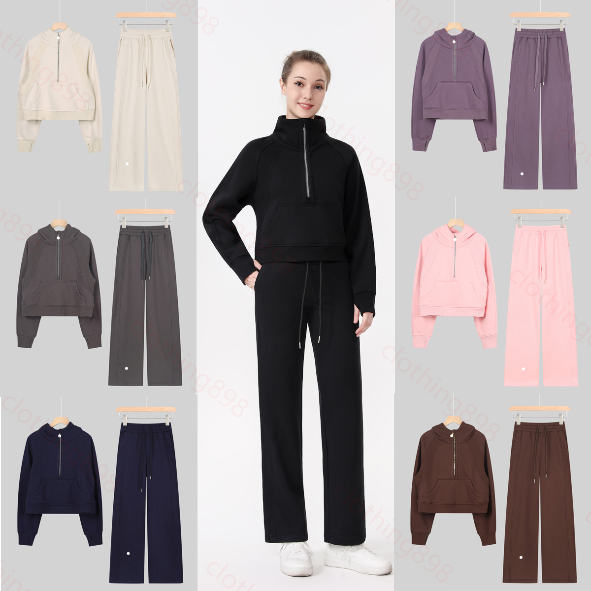 2 piece set Yoga Gold Zipper Hoodie Gym Clothing Outfits Pants Women Full Zip Sportswear Running Coat with Pockets Outdoor Jacket Diving Hoodie-image-1060938969