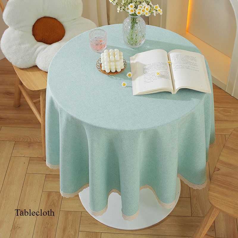 Waterproof Oil-proof Leave-in 2025 Simple Solid Color Large Round Table Square Tablecloth Y1-image-1074259879