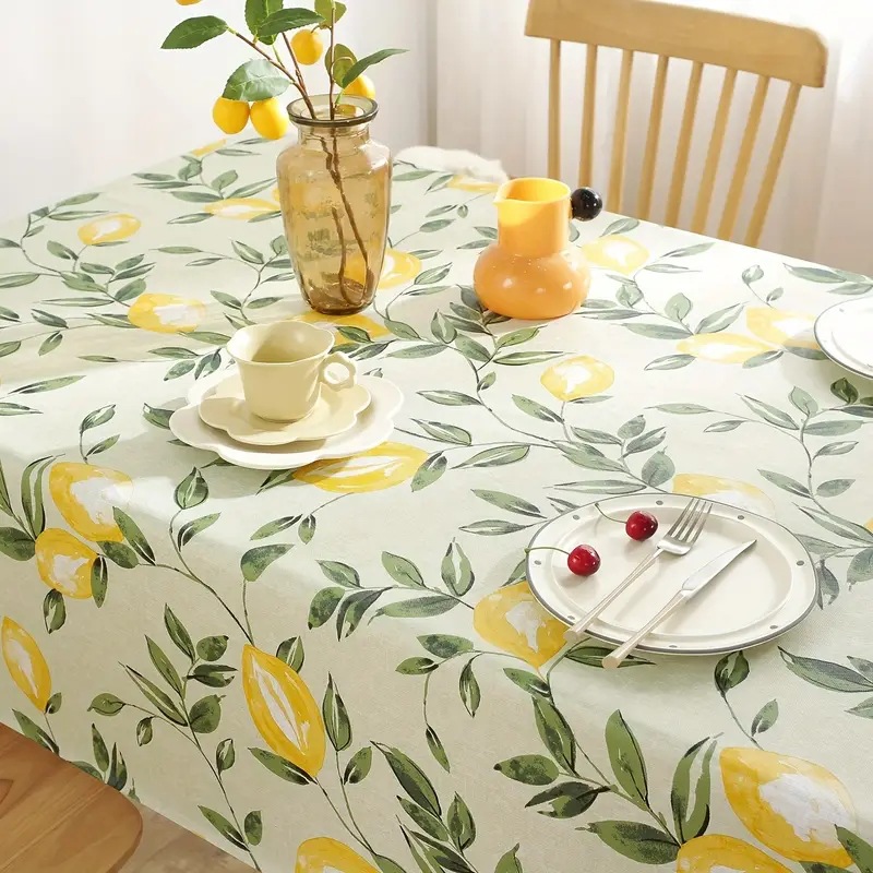 Tablecloth with Fresh Lemon Pattern for Living Room Coffee Table Wash Free W79B01-image-1102259861