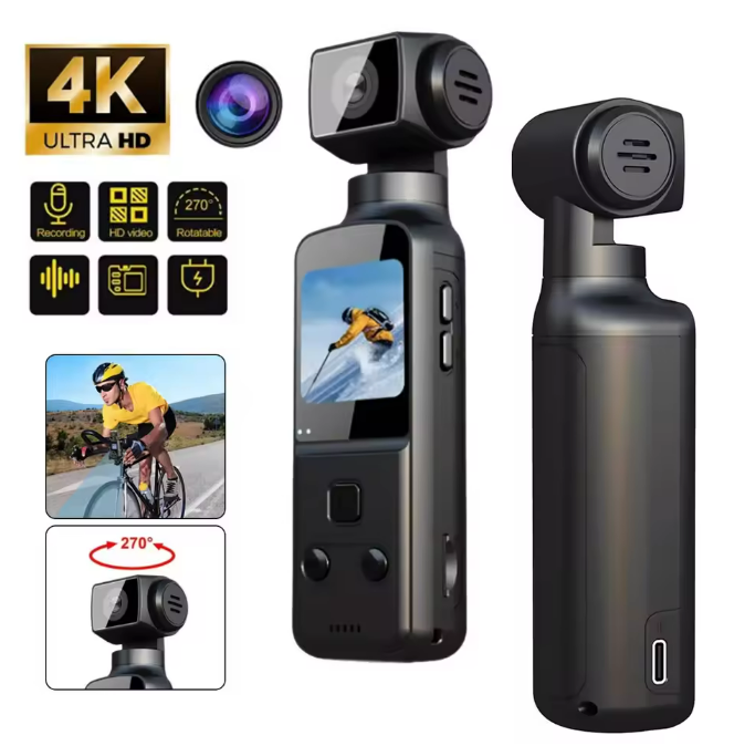 WIFI Mini Vlog Pocket Camera 4K HD, Anti-Shake, 270° Rotation, Mini Handheld for Outdoor Cycling, Sports Action Camera Easy Portability, Clear Sh-image-1074205790
