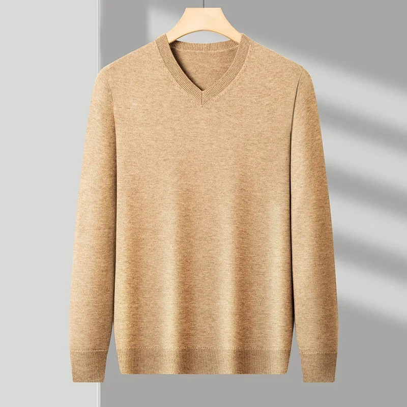Sweatwear Mens V Neck Basic Solid Color Sweaters Round Neck Elastic Pullovers Warm Autumn Knitted Oversized Sweater Men 250908BJ