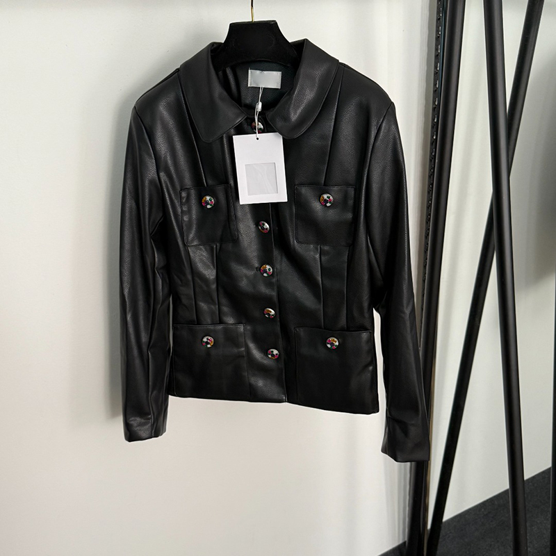 Blazer femme en similicuir de luxe veste créateur noir mode manteau design original