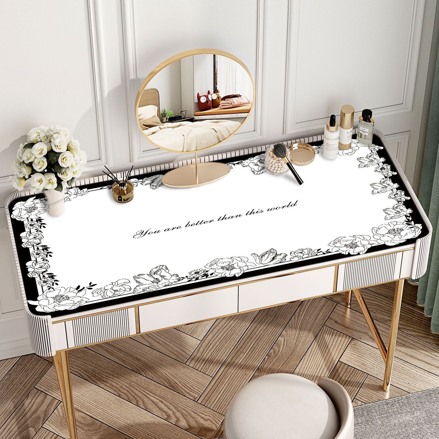 Leather table mat waterproof, washable and dirt-resistant dormitory dressing table table mat CFCW01-image-1074247408