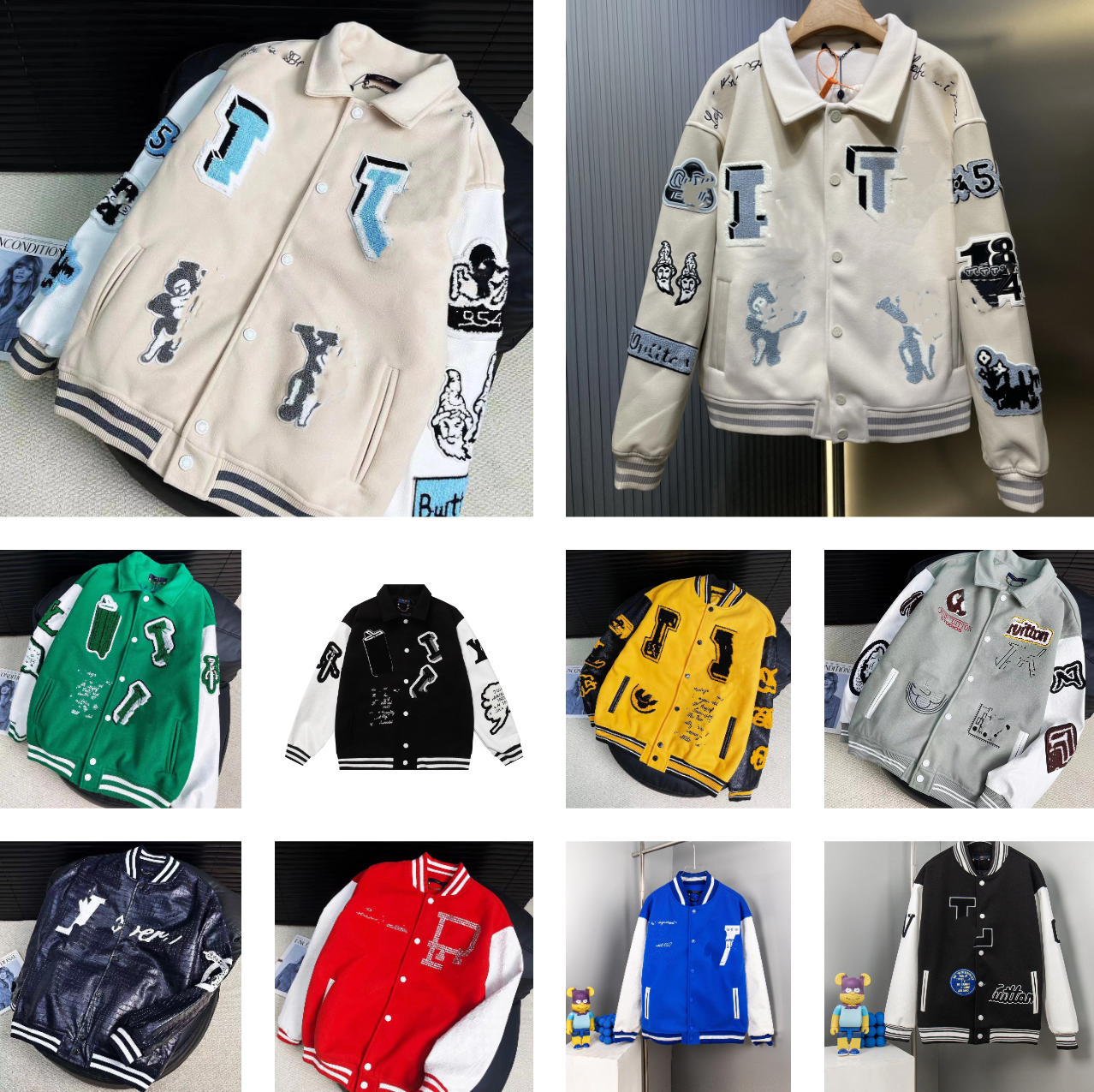 designer Men's jackets designer Baseball varsity Luxury L Vintage Bomber puffer jacket letter flocking women loose causal outwear coats graffit