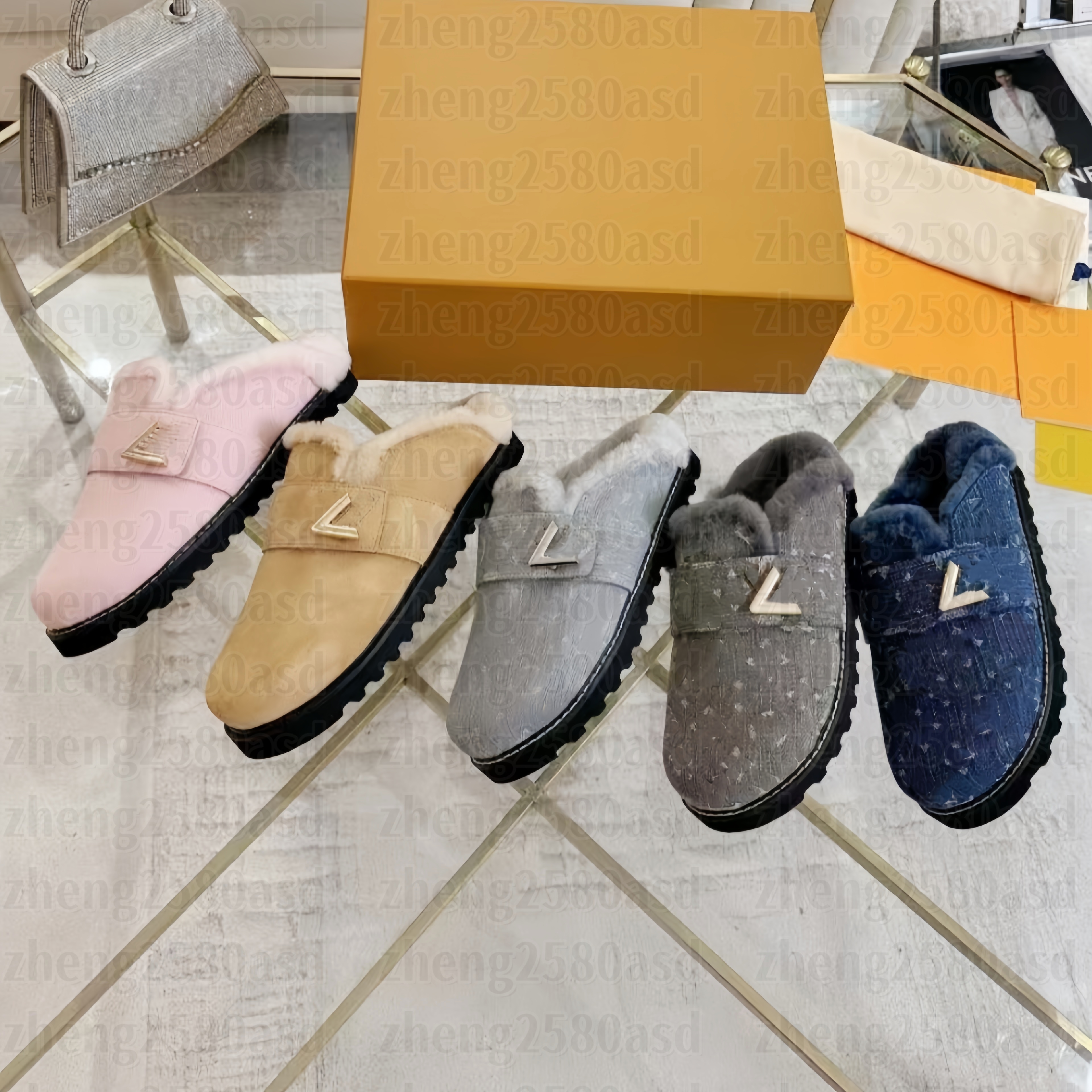 Womens Mens House Wool Slipper Designer Fur slide Luxury Booties cosy comfort mule Furry sandal Loafer winter denim shoe Leather flower Casual trave
