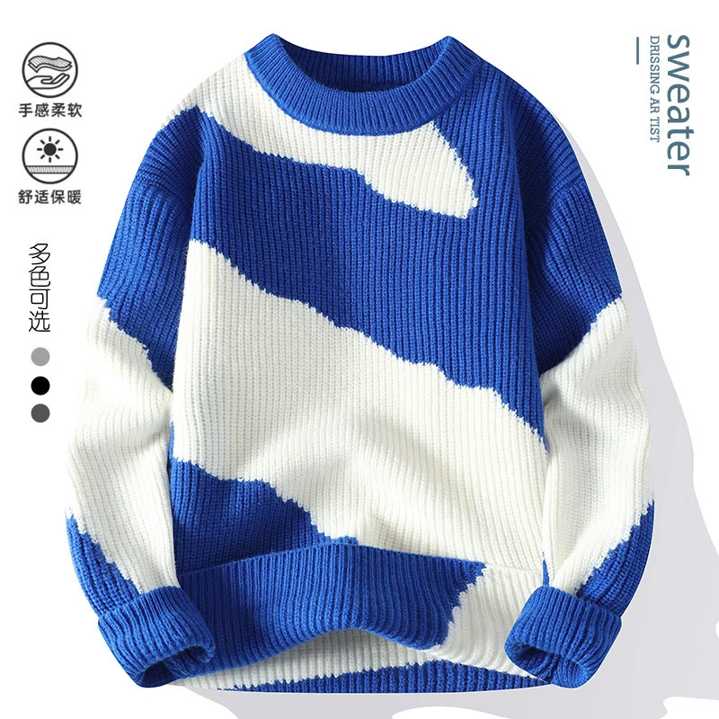 Mens Autumn Winter Casual Warm Neck Sweater Knit Pullover Tops Mens Casual Streetwear Warm Knitting Pullovers 250908BJ