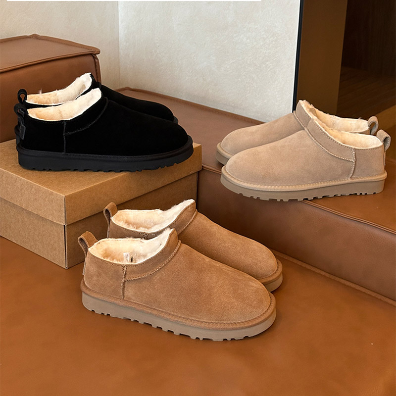 Designer boots Tazz mustard seed Chesut Sand Fur Slides Sheepskin Classic Ultra Mini Platform Boot Winter Women Men Slip-on Shoes Suede Upper Wool F
