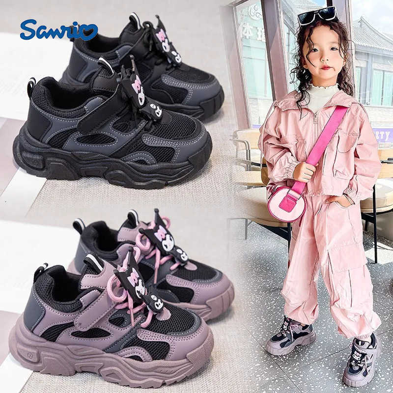 Sanrio 2025 Spring Autumn New Children Fashion Sneakers for Girls Korean Style Soft Botton Nonslip Chic Kuromi Casual Versatile Shoes L250908