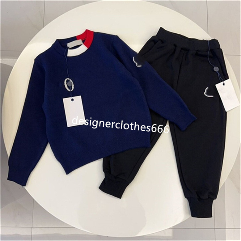 Autumn and winter kids wear designer longsleeved suit boys and girls twopiece childrens wear brand warm sportswear size 90160cm D9 W251028-image-1081970505